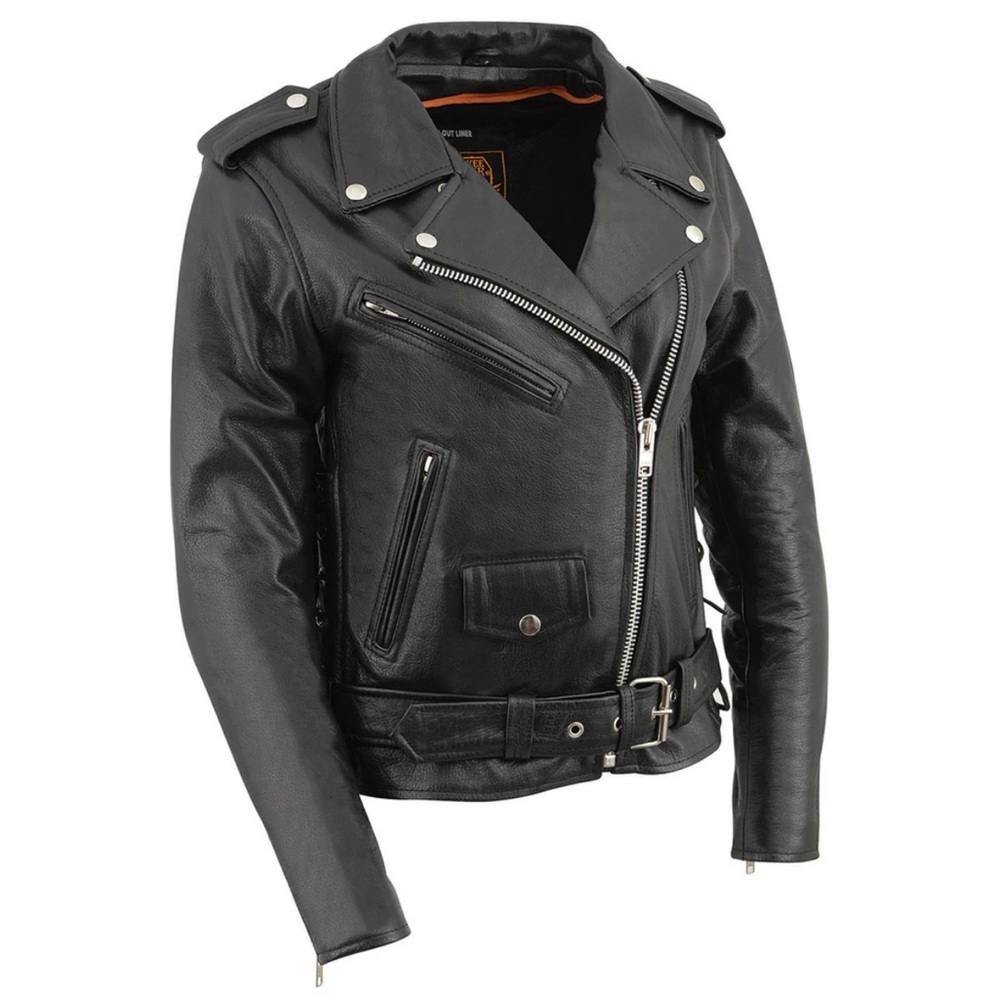 Black Bonus Rider Leather Unisex Classic Black Jacket Small/Medium